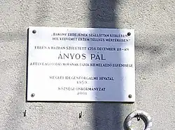 Ányosova pamětní deska v jeho rodišti