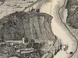 Kaple na Mariánské skále (kresba Ewalda Christiana Dietricha z roku 1854)