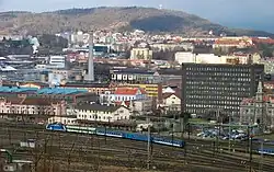 Nádraží (vlevo dole) v kontextu další zástavby