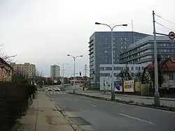 Pohled na sídliště Skalka a Český statistický úřad