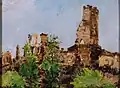 Trosky hradu Okoř (olej na kartonu)