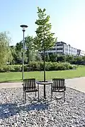 Lavička v areálu Jihočeské univerzity