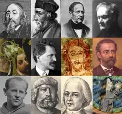 1. řada: J. A. Komenský • Jan Hus • František Palacký • J. E. Purkyně 2. řada: Karel IV. • Alfons Mucha • Vratislav II. • Bedřich Smetana 3. řada: Emil Zátopek • Jan Žižka • Prokop Diviš • Svatá Anežka Česká