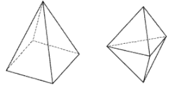 Zleva čtvercová pyramida a trigonální bipyramida
