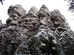 Čtyři palice, Čtyřpaličatá skála v zimě