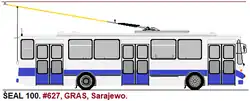 Výkres prototypu trolejbusu ŠEAL 100