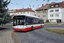 Škoda 26Tr na konečné linky 32 v Králově Poli v Srbské ulici