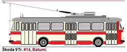Nákres trolejbusu Škoda 14Tr ev. č. 14