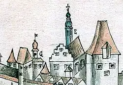 Zobrazení na vedutě z roku 1785