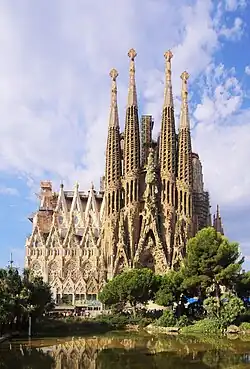 Sagrada Família. Jeřáby byly digitálně vymazány.