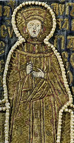 Anna Vasiljevna Moskevská, výšivka na velkém sakkosu kyjevského metropolity Fotia