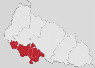 Poloha v rámci Zakarpatské oblasti