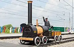 Elektricky poháněná replika lokomotivy v roce 2014