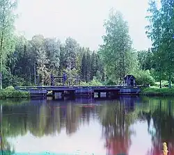 Hráz Kovžského jezera v roce 1909