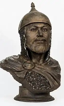 Jezdecká socha Olega II. na Chrámovém náměstí v Rjazani.