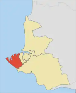 Mapa Sevastopolu a jeho rajónů (Gagarinský rajón zvýrazněn červeně.