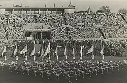 Studenti Institutu tělesné výchovy na stadionu Dynamo, 1935