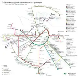Schéma tramvajových a trolejbusových linek ve Lvově