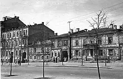 Budovy 24, 26 a 28 na ulici St. Prozorovskaja (nyní Esplanadnaja) v Kyjevě, 1. května 1955.