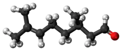 Model molekuly (+)-citronellalu