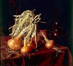 Cibule II., 1998, olejomalba na desce, 60×45 cm, 1998