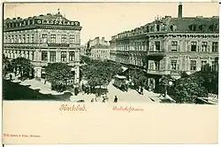 Karlovy Vary - omnibus v Nádražní ulici (Bahnhofstraße), r. 1898