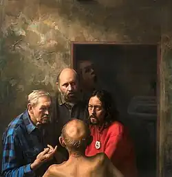 Čtyři mudrcové, olejomalba na plátně, 150×150 cm, 1999