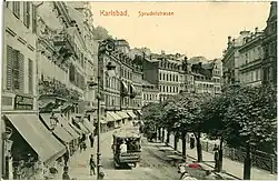Karlovy Vary - omnibus na Vřídelní ulici (Sprudelstraße), r. 1906