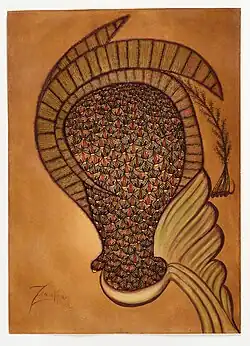 Bez názvu, pastel a tuš, 60. léta