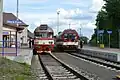 Motorový vůz 854.017 na nádraží ve Staré Pace