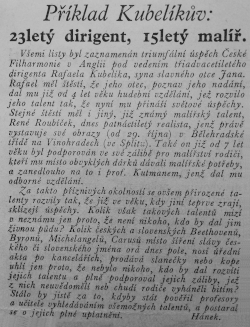 O Rafaelu Kubelíkovi a R. Roubíčkovi