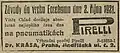 Reklamní sdělení o vítězství Františka Chlada na Ecce Homo (r. 1921)