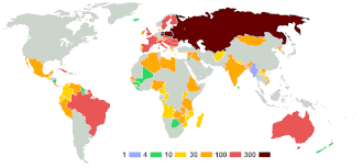 Počet sportovců zastupujících jednotlivé země