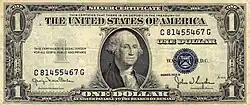 Aversní strana 1dolarové bankovky z roku 1935