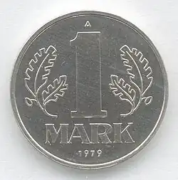 Mince o nominální hodnotě 1 východoněmecké marky