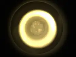 Pohled shora do zkumavky roveru Perseverance s košíku horniny na dně