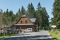 Bývalý hraniční přechod Nowa Morawa – Staré Město na česko-polské hranici v Kladském sedle, pohled z české strany