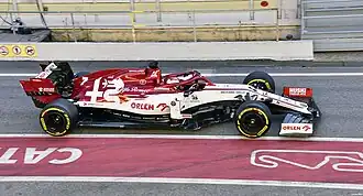 Kimi Räikkönen řídící vůz C39 při předsezónním testování 2020.