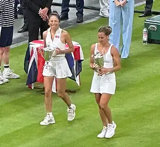 Sie Šu-wej a Barbora Strýcová s trofejemi