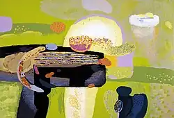 Ivo Křen, Léto plné vůní, linoryt 65 x 95 cm, soutisk 24 barev, 2017