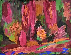 František Hodonský, Růžové předjaří, akryl, plátno, 2016