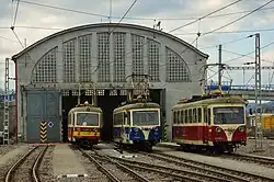 Elektrické motorové vozy v depu TREŽ Trenčianska Teplá
