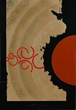 Konfrontace IV, koláž na kartonu šitá sponami, 2006