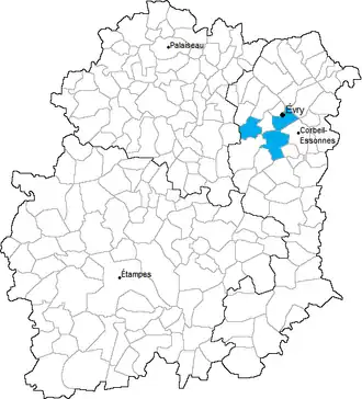 Kanton na mapě departementu Essonne