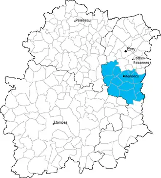Kanton na mapě departementu Essonne