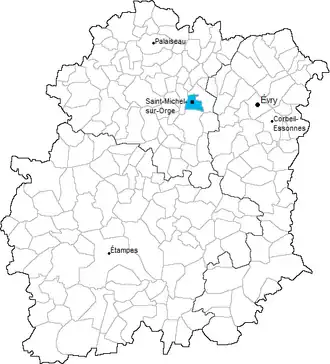 Kanton Saint-Michel-sur-Orge na mapě departementu Essonne