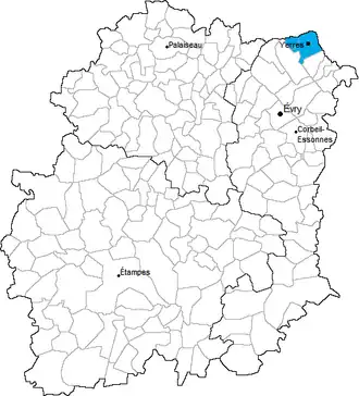 Kanton Yerres na mapě departementu Essonne