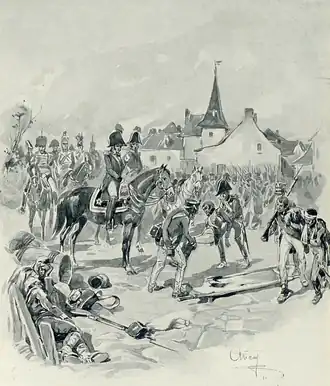 Car Alexandr ve Vyškově po vyhnání Francouzů ve čtvrtek 28. listopadu 1805