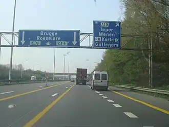 křížení dálnic A19 a A17 u Kortrijku