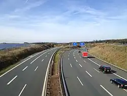 Pohled na Autobahndreieck Hochfranken od jihu z dálnice A93